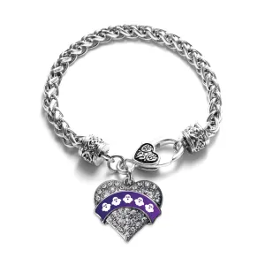 Silver Ghosts Pave Heart Charm Braided Bracelet