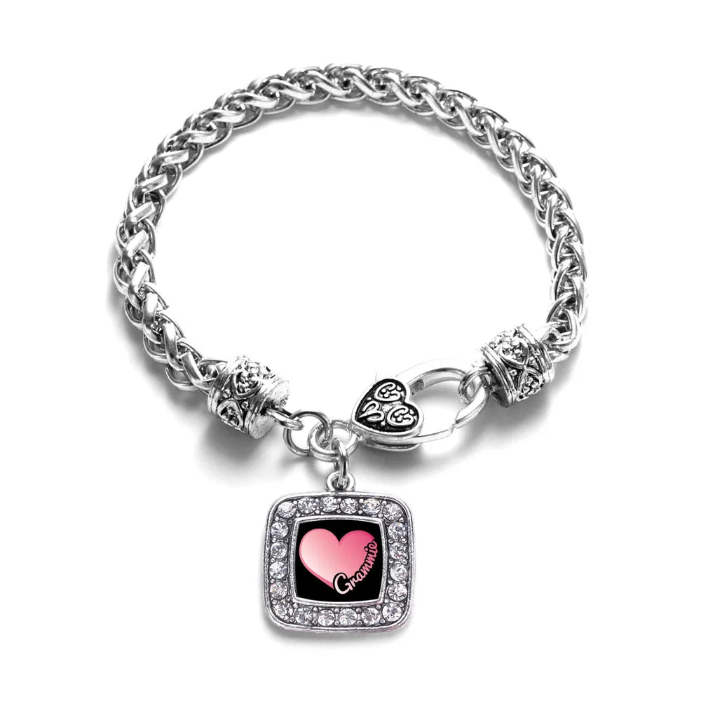 Silver Grammie Square Charm Braided Bracelet