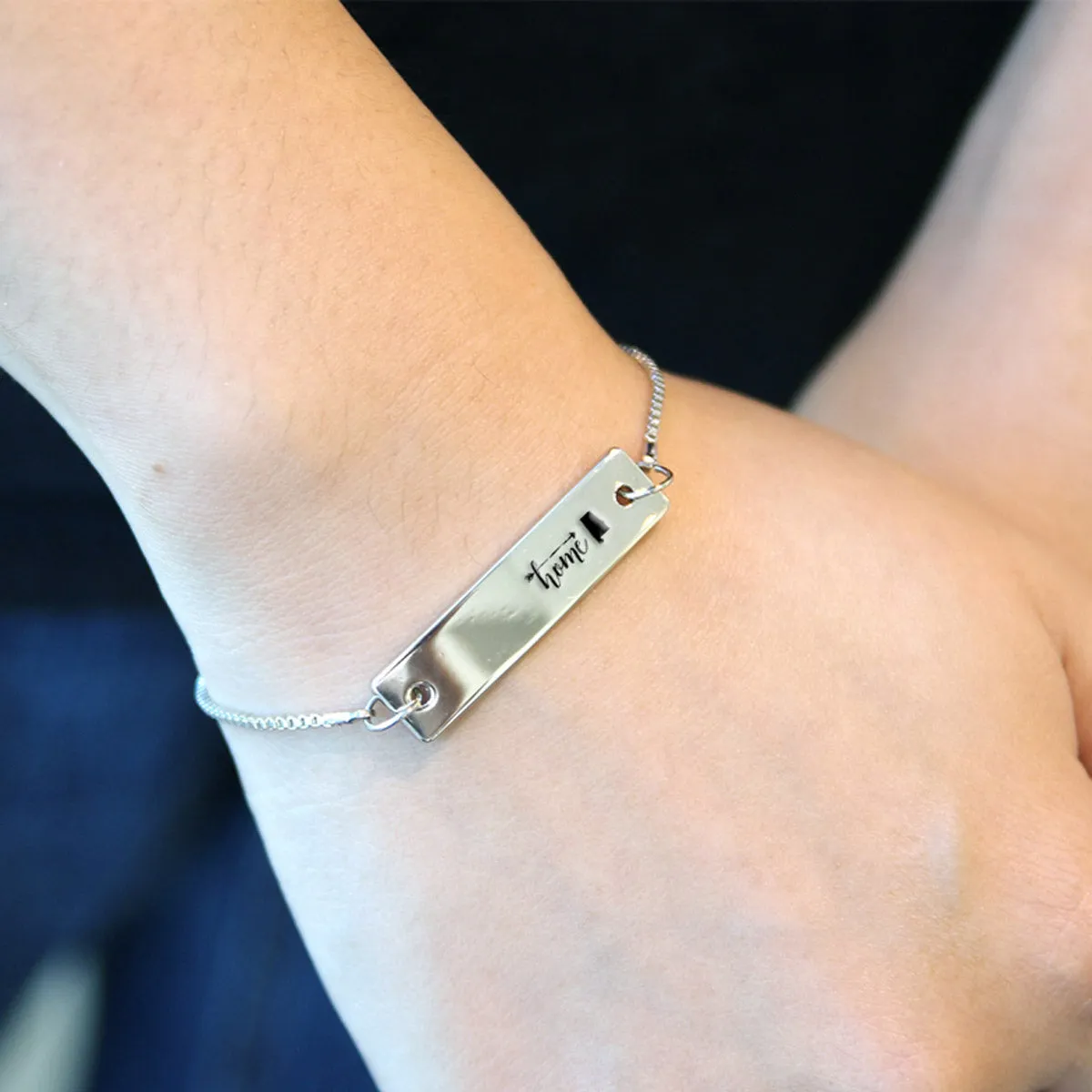 Silver Home is Alabama Adjustable Bar Bracelet