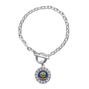 Silver Idaho Flag Circle Charm Toggle Bracelet