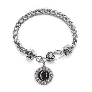 Silver My Script Initials - Letter O Circle Charm Braided Bracelet