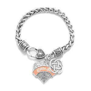 Silver Peach Little Sis Celtic Knot Pave Heart Charm Braided Bracelet