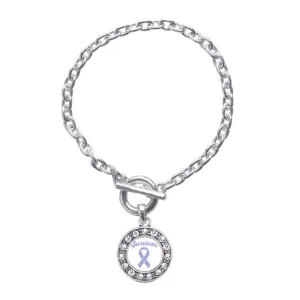 Silver Periwinkle Circle Charm Toggle Bracelet