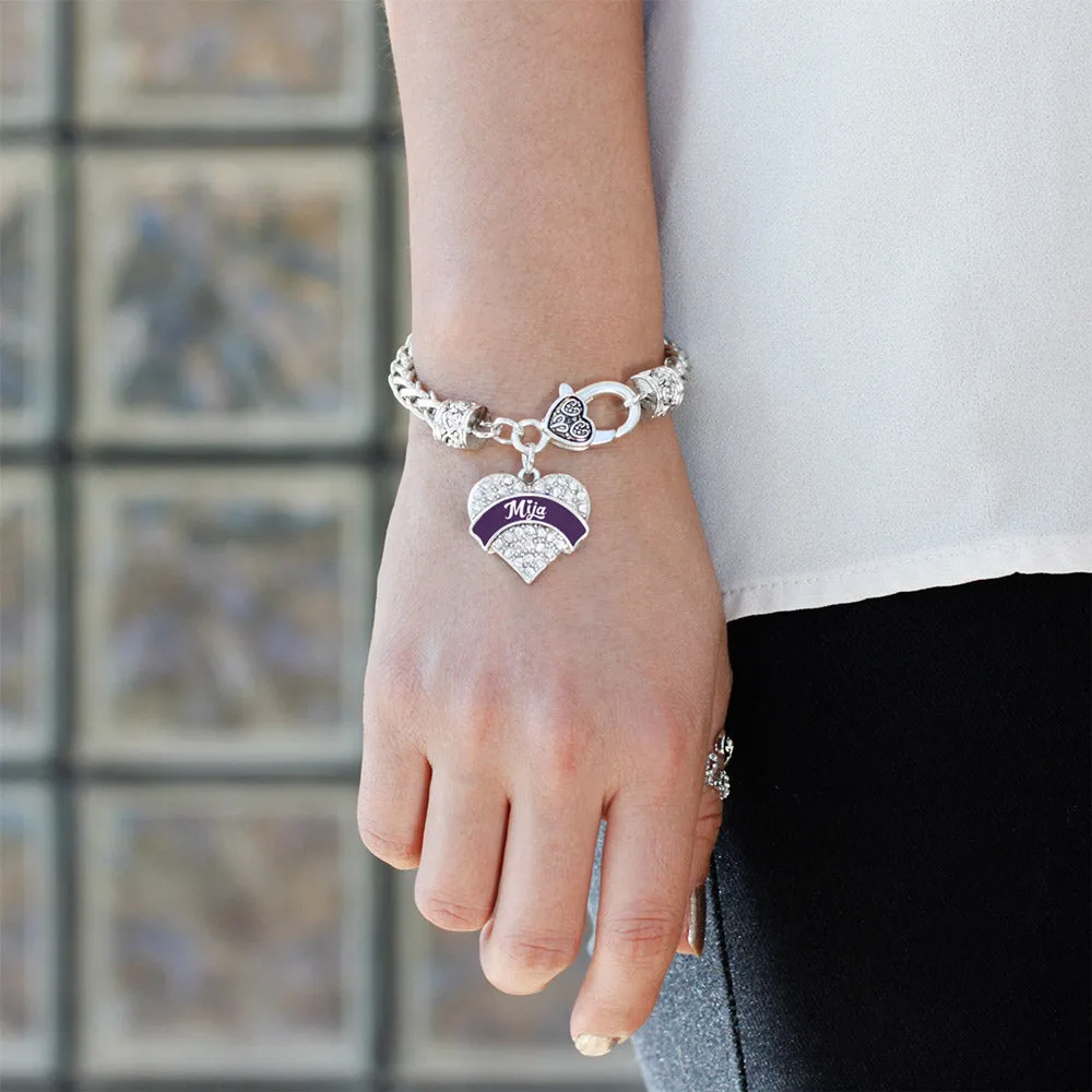 Silver Plum Mija Pave Heart Charm Braided Bracelet