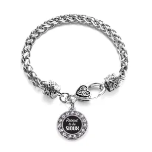 Silver Proud To Be Sioux Circle Charm Braided Bracelet