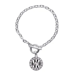 Silver Referee Circle Charm Toggle Bracelet