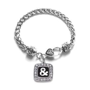 Silver Simply Peace And Love Square Charm Braided Bracelet