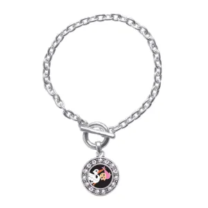 Silver Stork Brings A Girl Circle Charm Toggle Bracelet