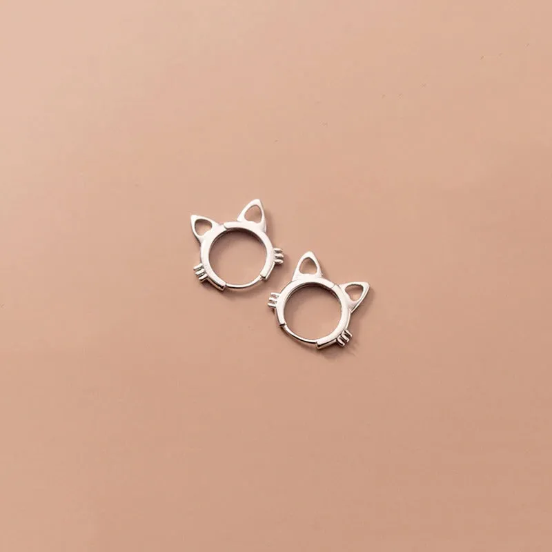 Simple and Cute Feline Fashion Round Cat Ears Stud Earrings