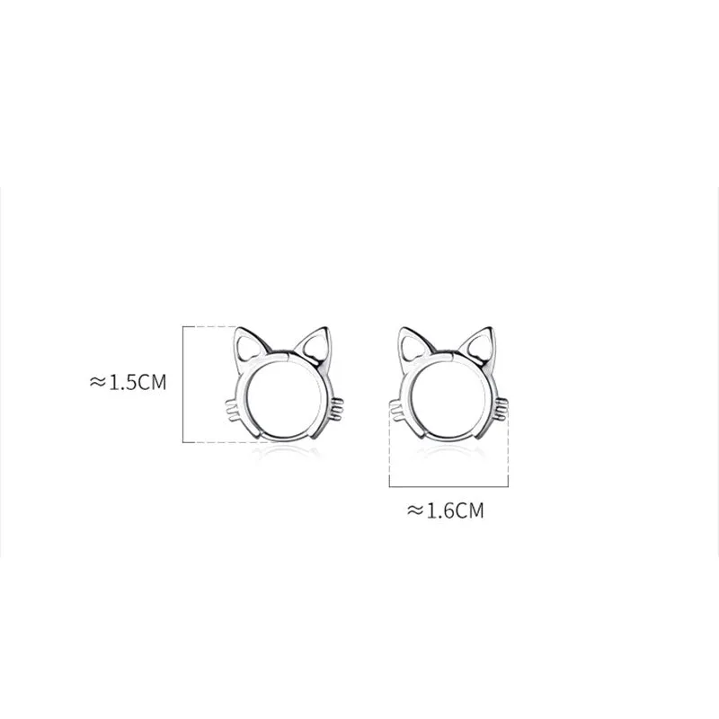 Simple and Cute Feline Fashion Round Cat Ears Stud Earrings