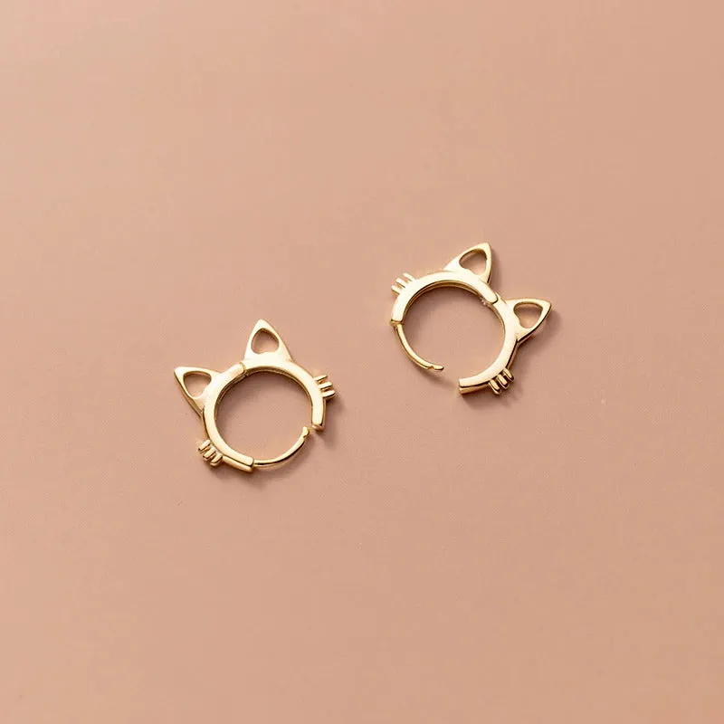 Simple and Cute Feline Fashion Round Cat Ears Stud Earrings