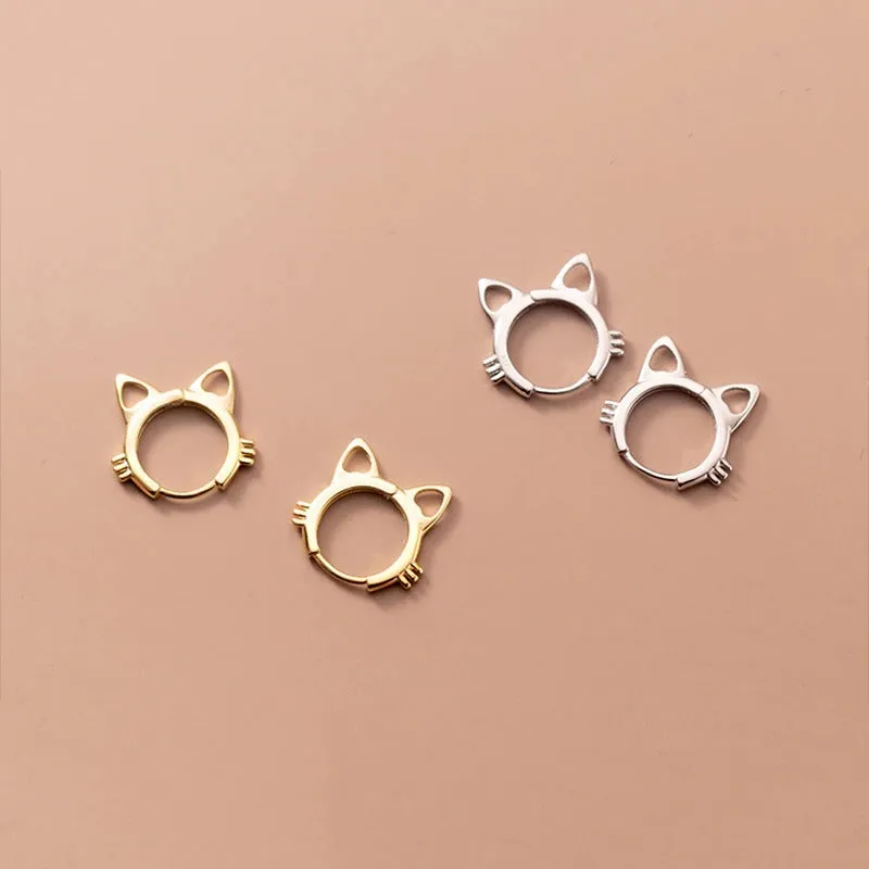 Simple and Cute Feline Fashion Round Cat Ears Stud Earrings