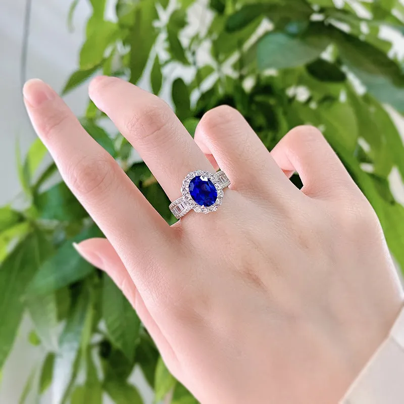 Simulated high carbon diamond 925 sterling silver ring luxury surround retro oval ring fashion ins index finger ring women's jewelry