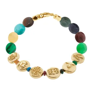 Six Large Disks on a Multi Gemstone Bracelet