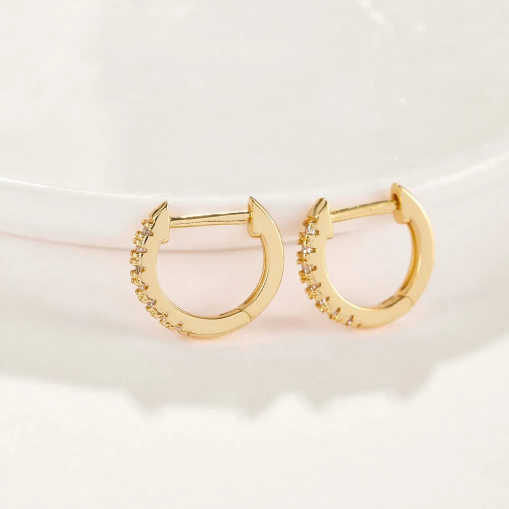 SKMEI LKN005 Gold Plated Earrings Hoops for Women Inlaid Cubic Zirconia