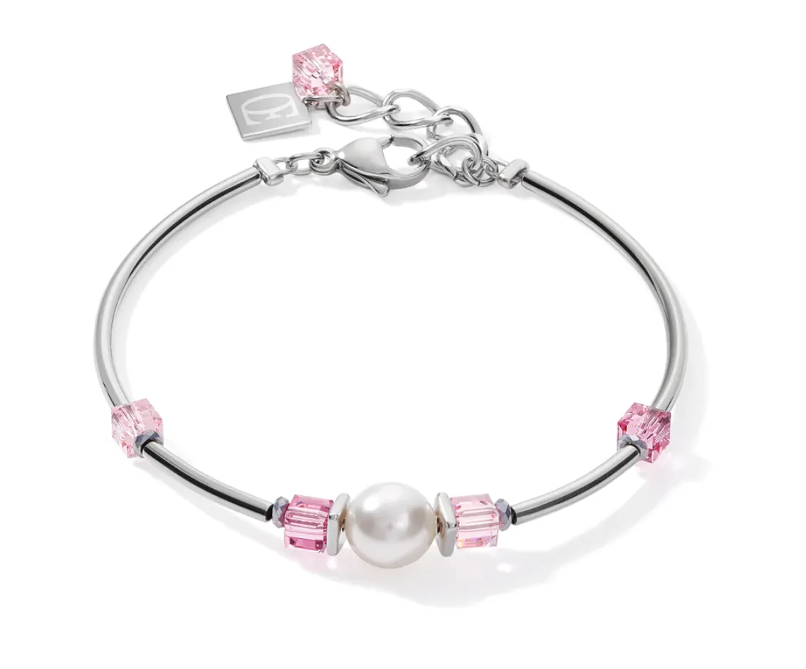 Soft Pink & European Crystal Pearls on Stainless Steel Set