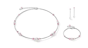 Soft Pink & European Crystal Pearls on Stainless Steel Set