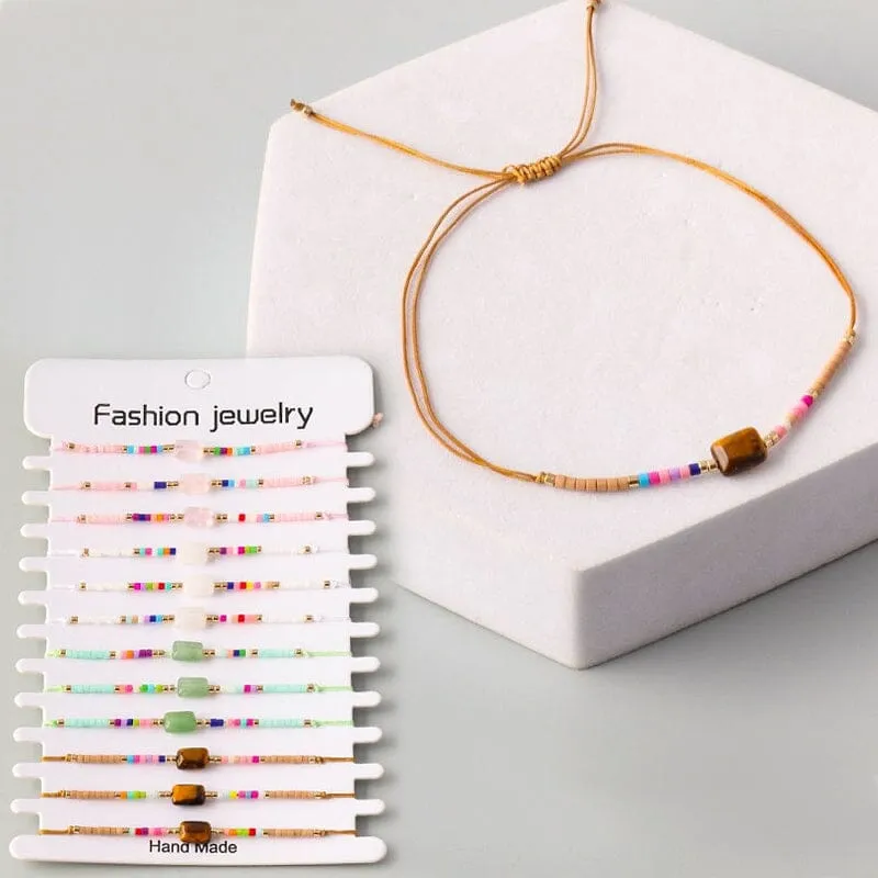 Square Gemstone String Bracelet 17720 (12 units)