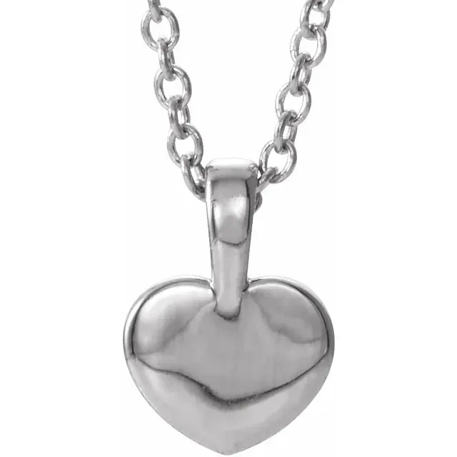 Sterling Silver .01 CT Diamond Youth Heart 16" Necklace