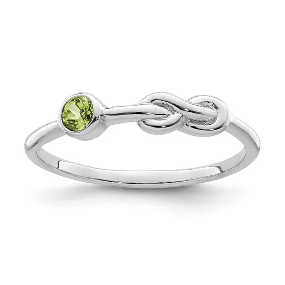 Sterling Silver Gemstone Infinity Knot Birthstone Rings