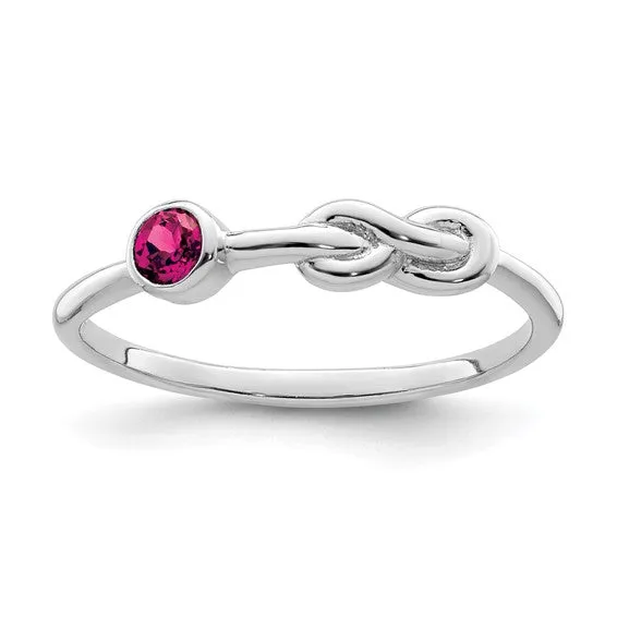 Sterling Silver Gemstone Infinity Knot Birthstone Rings