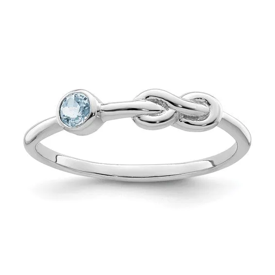 Sterling Silver Gemstone Infinity Knot Birthstone Rings