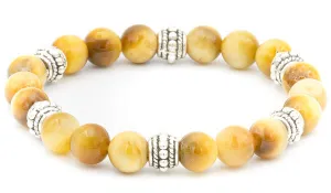 Sterling Silver Golden Tigers Eye Balinese Natural Gemstone Bracelet