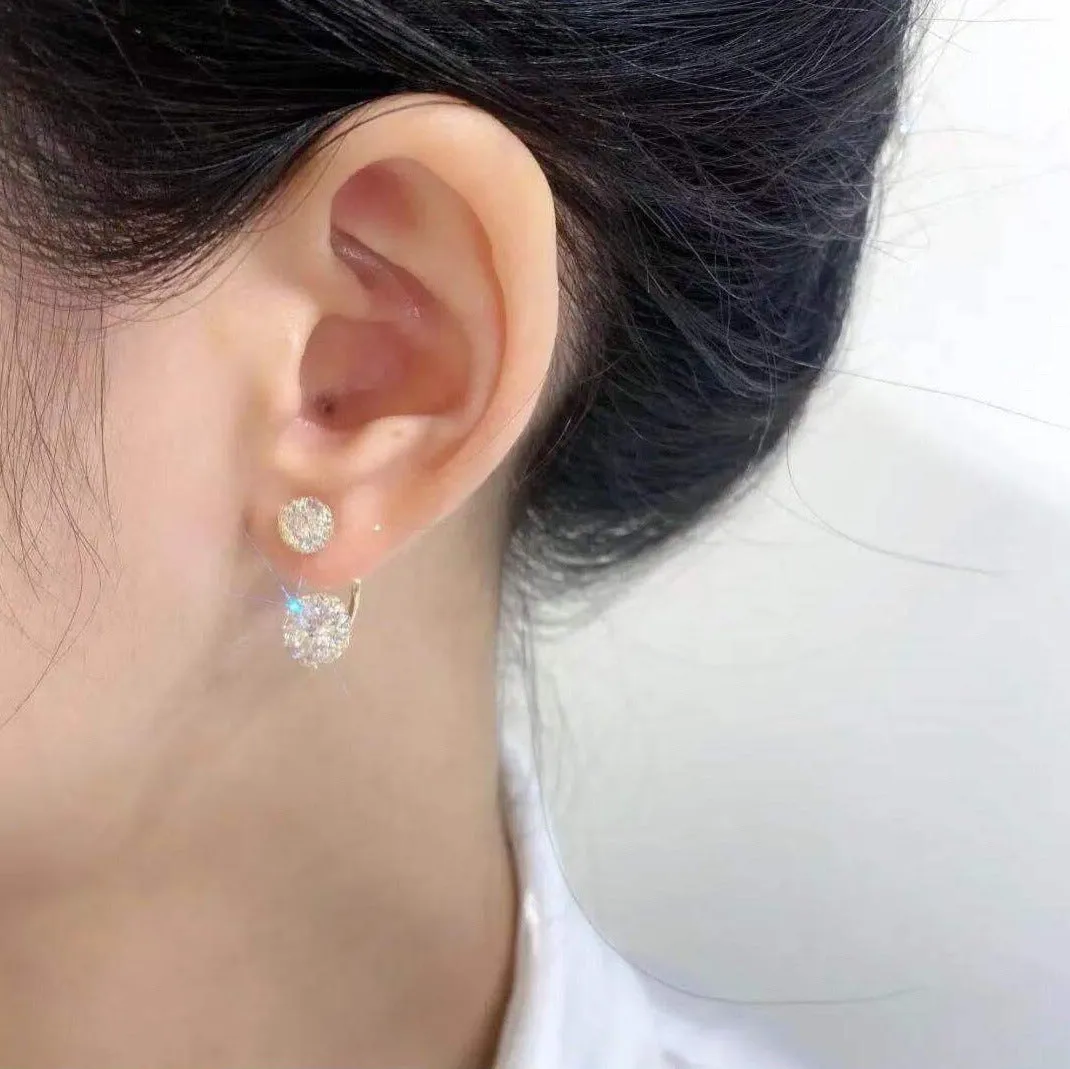 Super Full Inlaid Zircon Mesh Earrings Fashionable Temperament