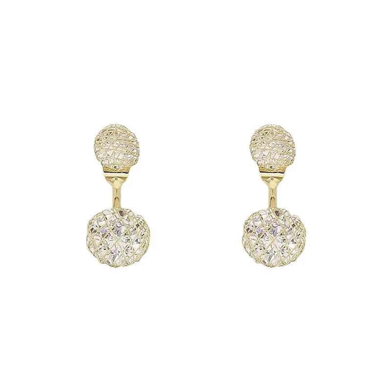 Super Full Inlaid Zircon Mesh Earrings Fashionable Temperament