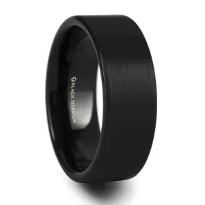 Thorsten San Bernardino Brushed Finish Flat Black Titanium Wedding Band (8mm) T6010-BTBF