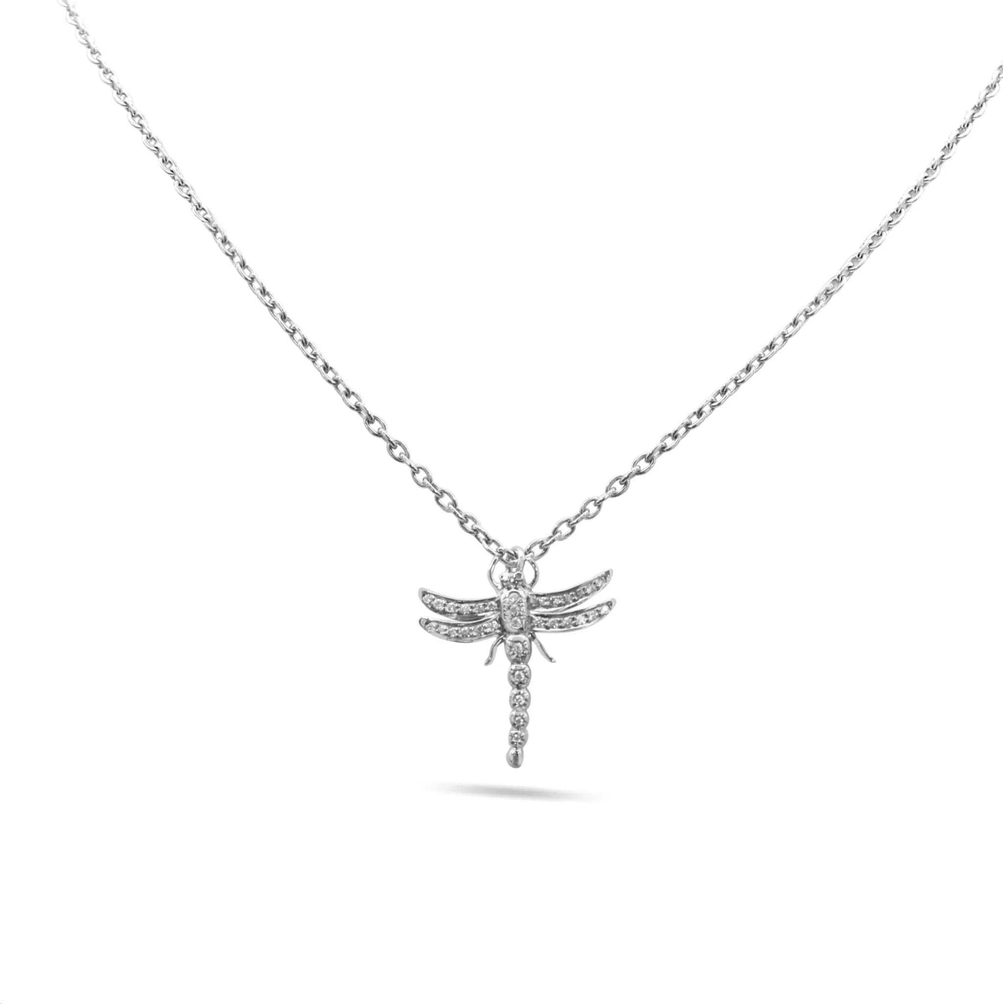 Tiffany & Co Diamond Dragonfly Pendant On A 16" Necklace