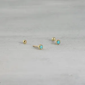 Turquoise mud stud Piercing (single) - 14K/ 18K Gold