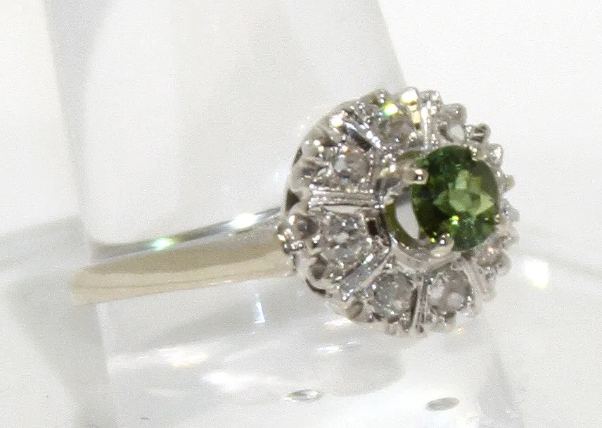 Vintage 14K Peridot & Diamond Ring