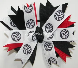 Volleyball Red Black Pinwheel Hair Bow