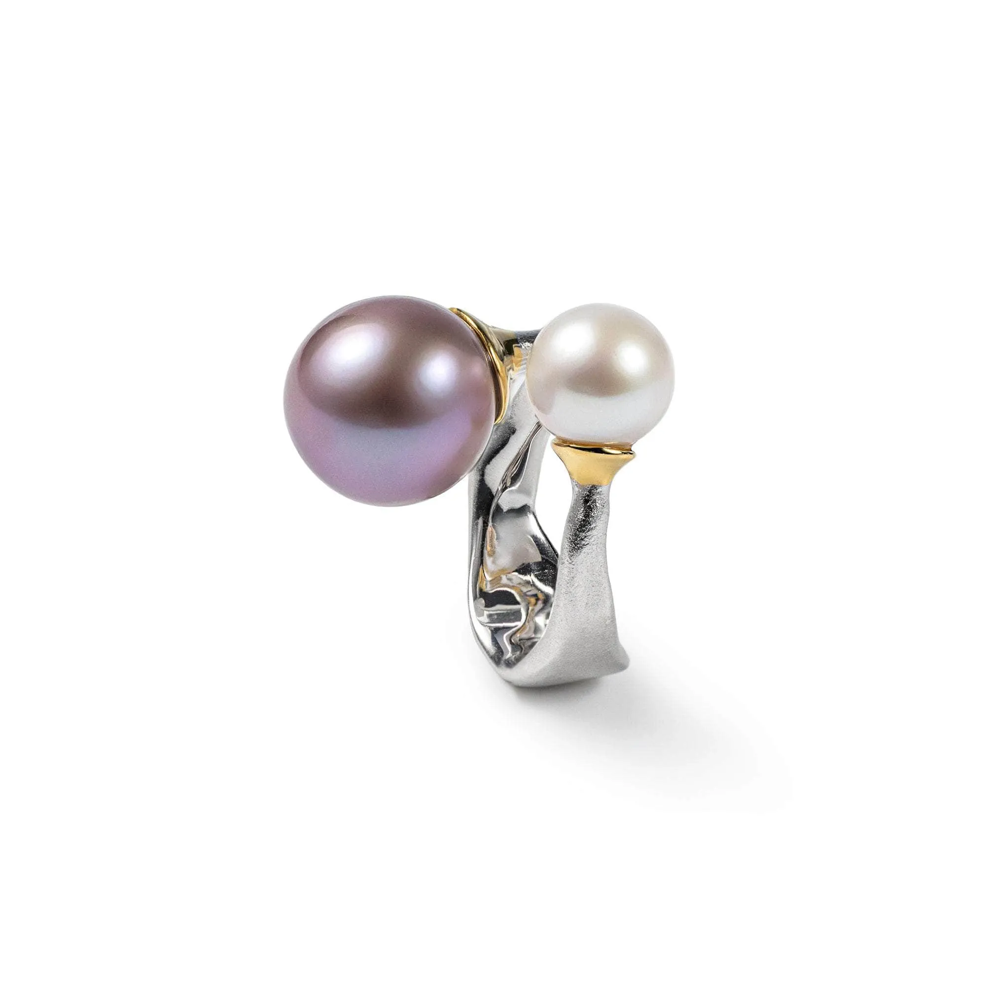 Yuva Purple Pearl and White Pearl and Peridot Ring